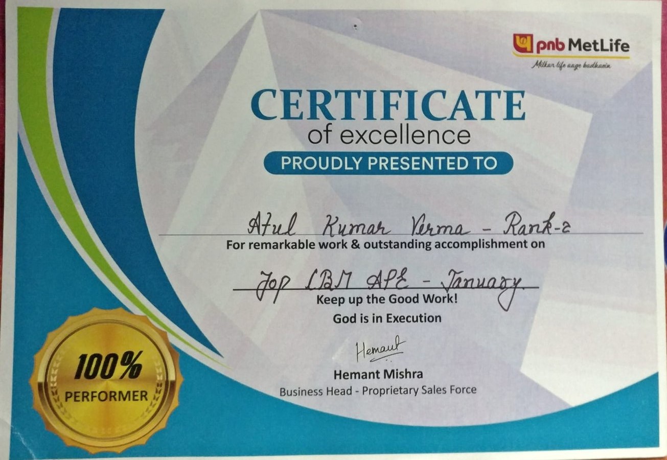 PNB MetLife Certificate