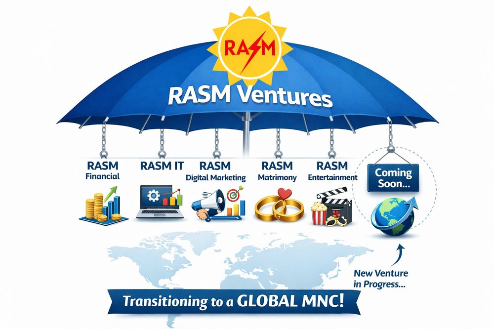 RASM Ventures business structure across IT, finance, matrimony, entertainment and Trio Forge