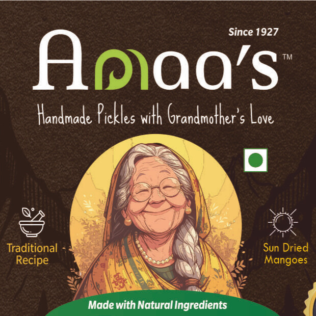 Aamaa's handmade pickles client logo and label for RASM portfolio